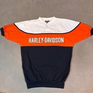 Vintage Harley Davidson Men’s Racing Henley Shirt Size Medium *Stain